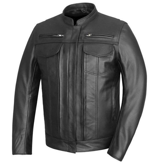 Men's Top Performer Motorcycle Leather Jacket with Double Conceal Carry Pockets - Picture 2 of 8